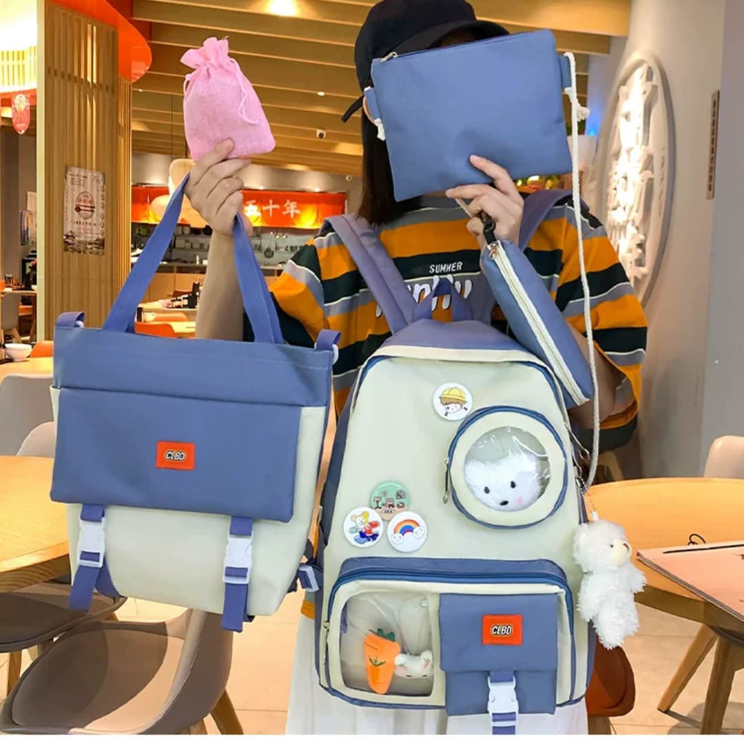 Transparent College Backpack 4Pcs Set