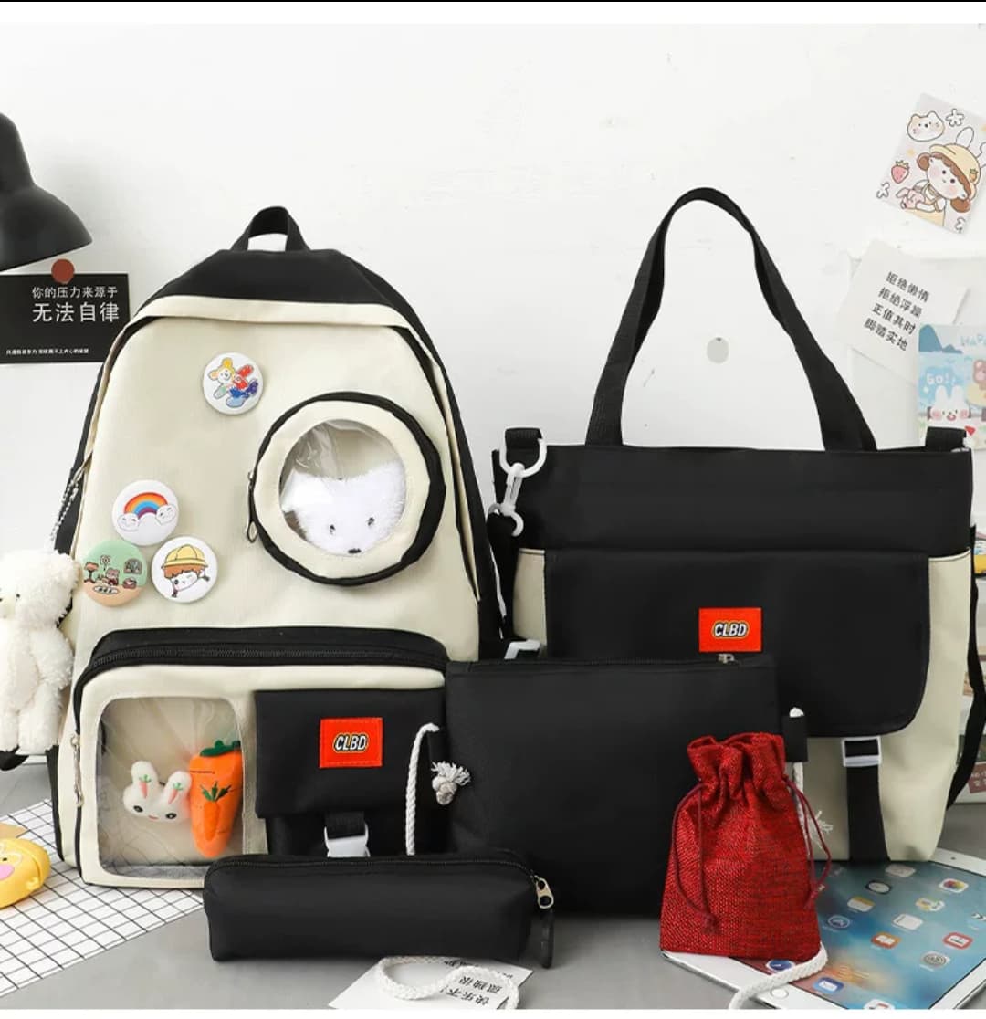 Transparent College Backpack 4Pcs Set