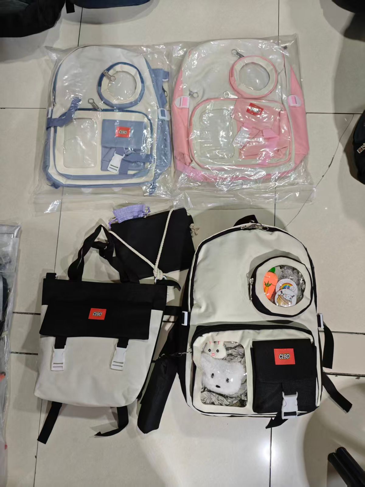Transparent College Backpack 4Pcs Set