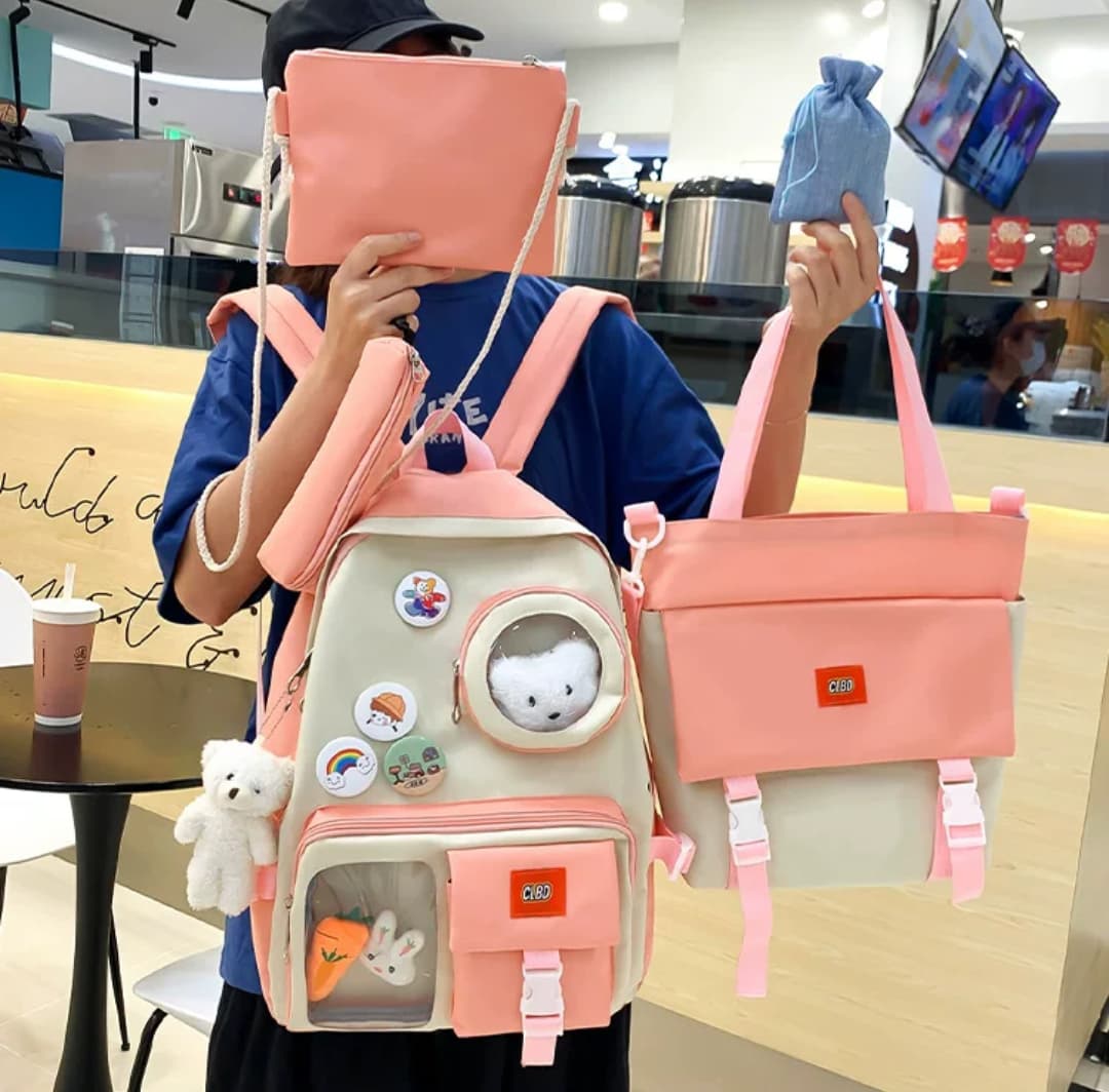 Transparent College Backpack 4Pcs Set